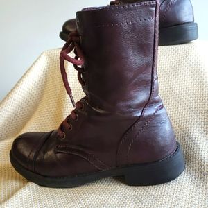 Brash Burgundy Combat Boots Size 9